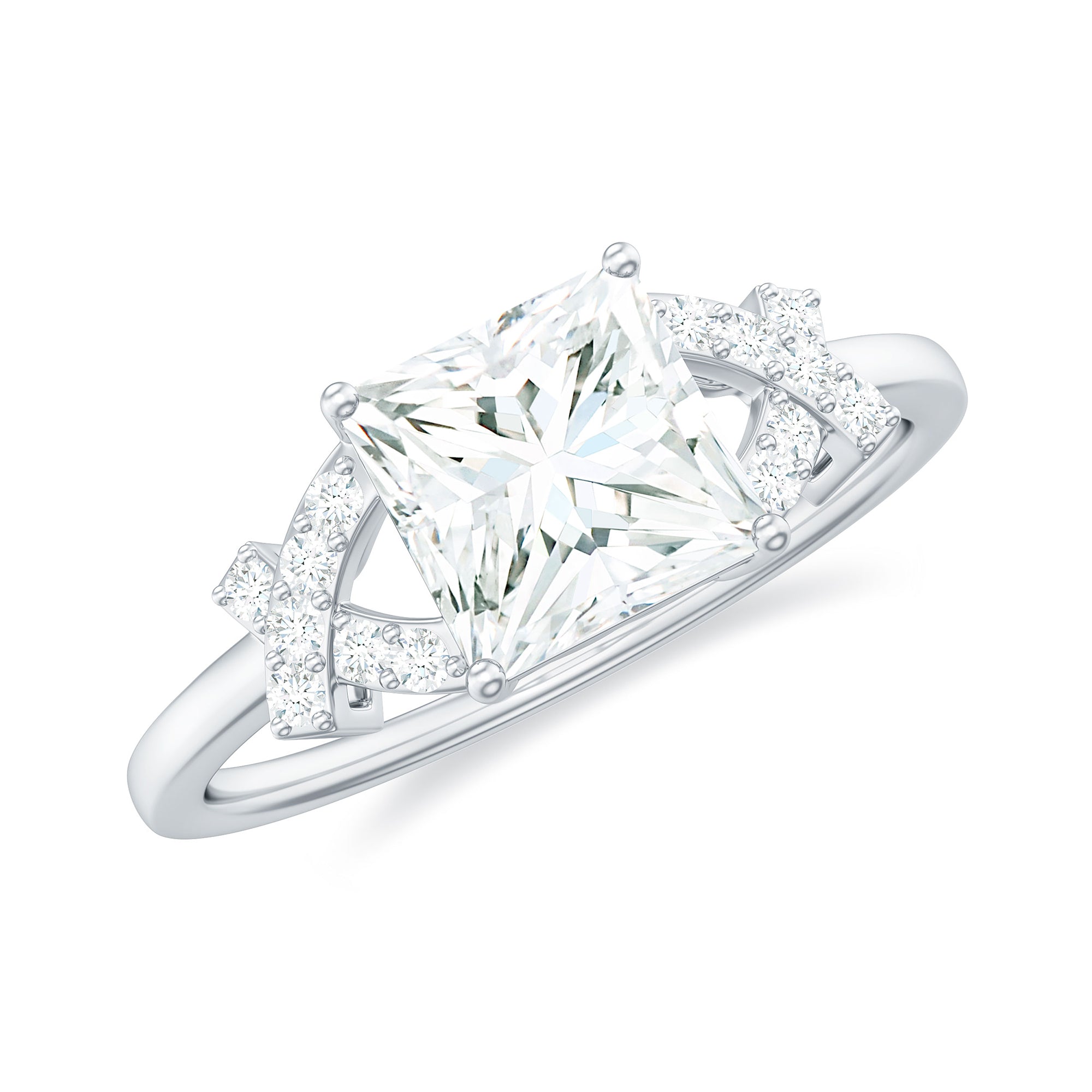 6X8 mm Princess Cut Moissanite Solitaire Engagement Ring
