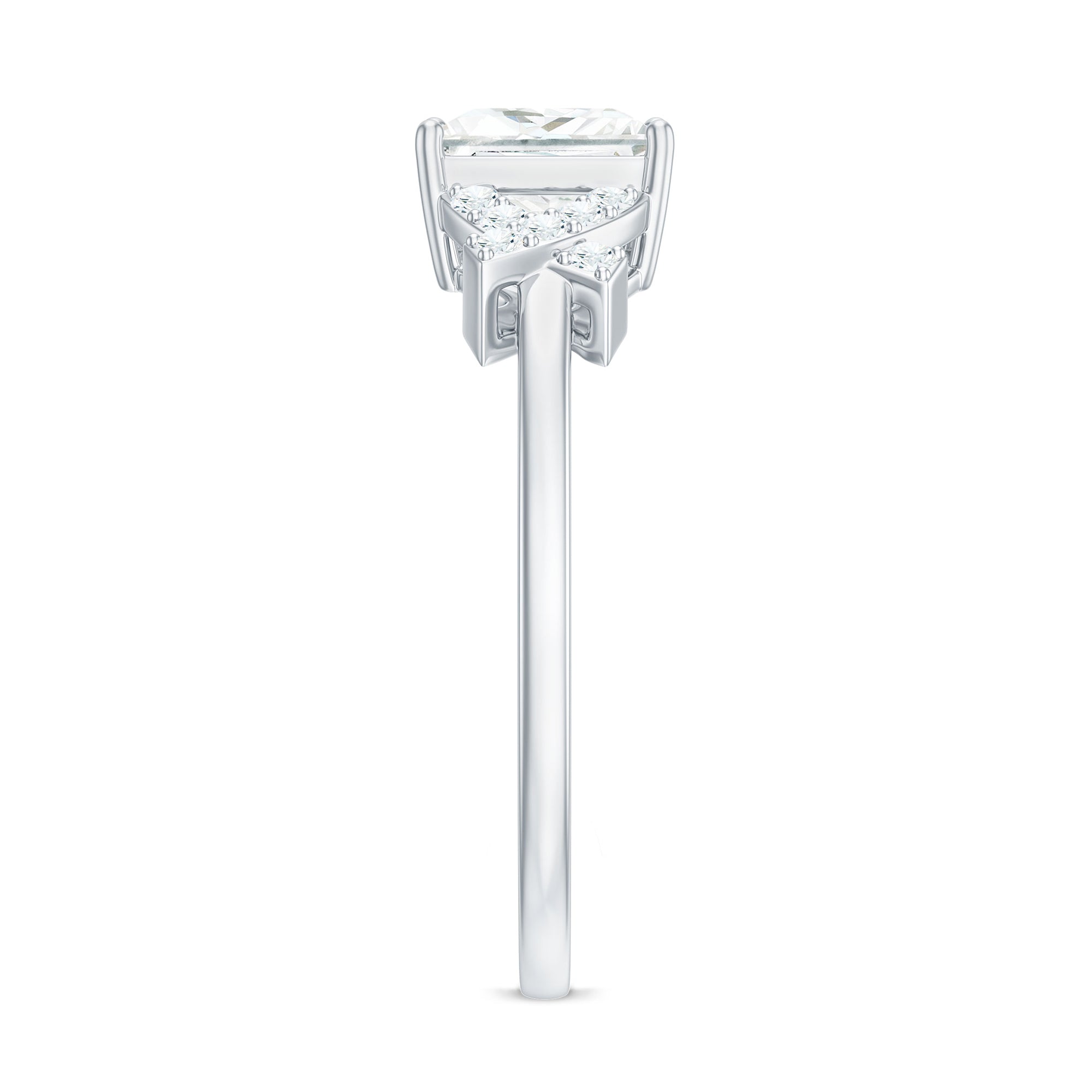 6X8 mm Princess Cut Moissanite Solitaire Engagement Ring