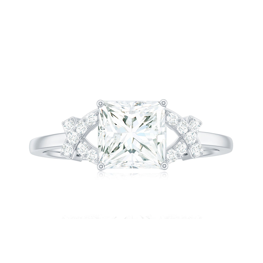 6X8 mm Princess Cut Moissanite Solitaire Engagement Ring
