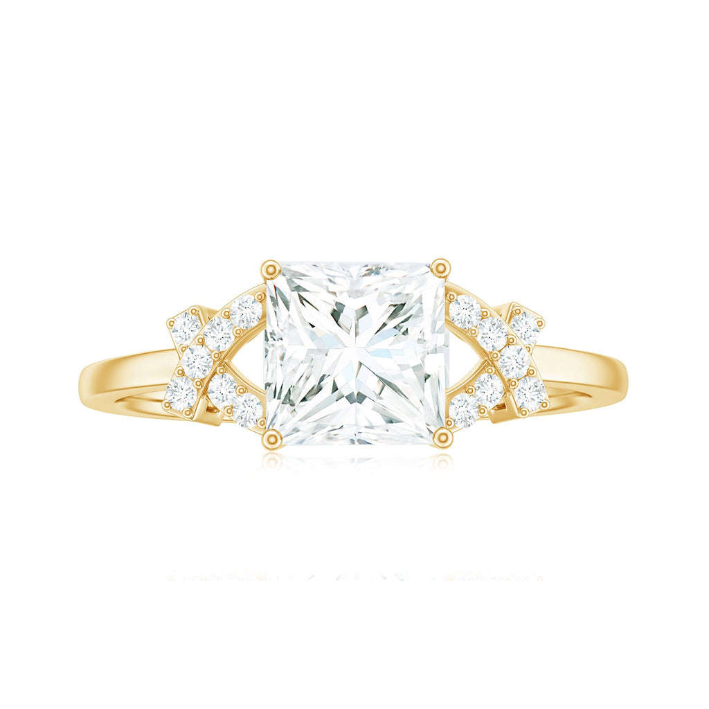 6X8 mm Princess Cut Moissanite Solitaire Engagement Ring