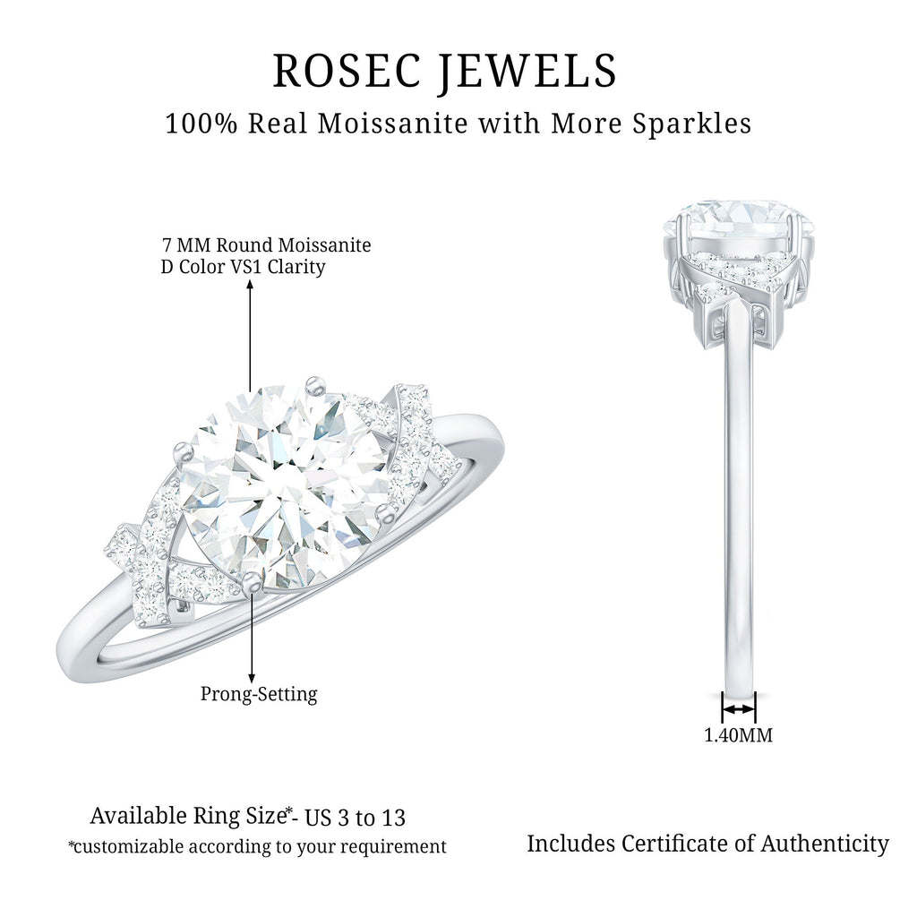 7x7mm Brilliant Cut Moissanite Solitaire Engagement Ring for Women