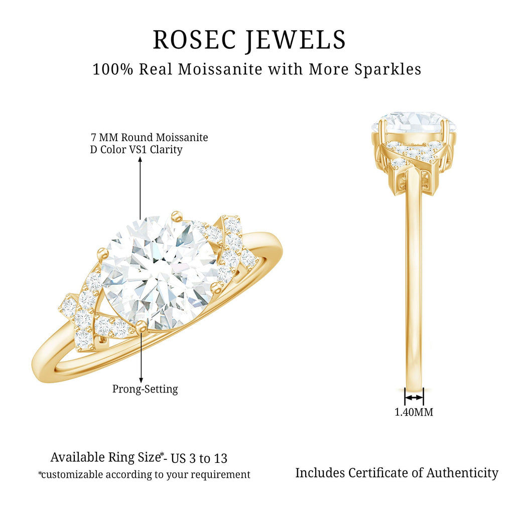 7x7mm Brilliant Cut Moissanite Solitaire Engagement Ring for Women