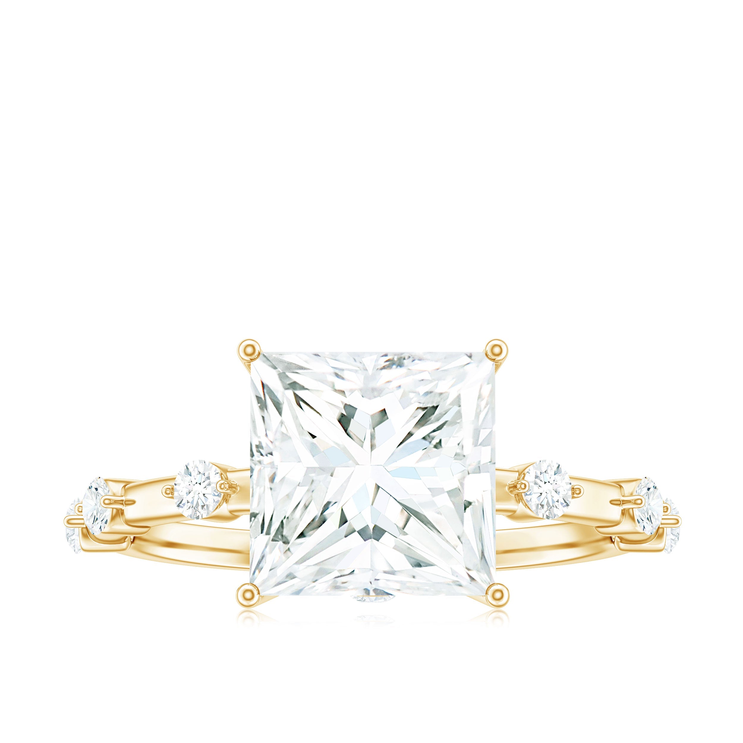8X8 MM Princess Cut Certified Moissanite Solitaire Engagement Ring