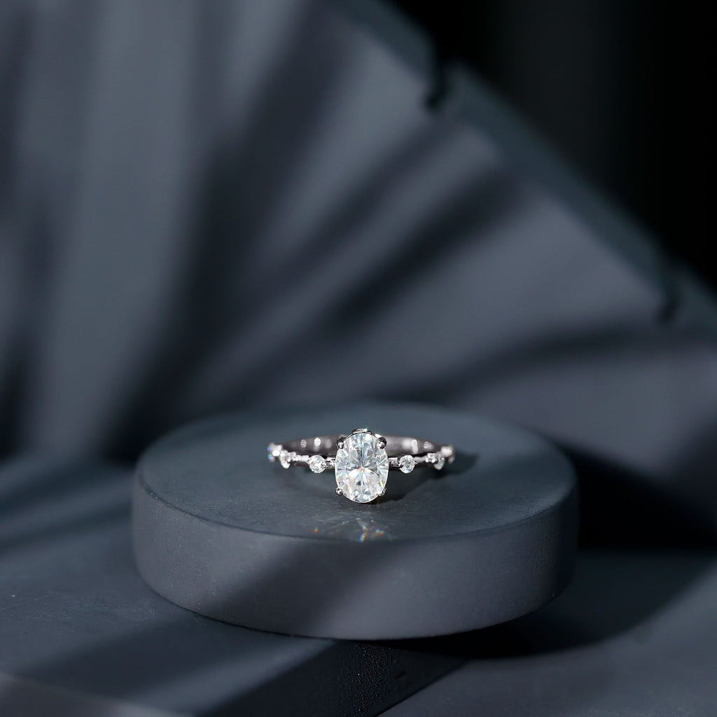 Certified 1 Carat Moissanite Oval Engagement Ring for Women