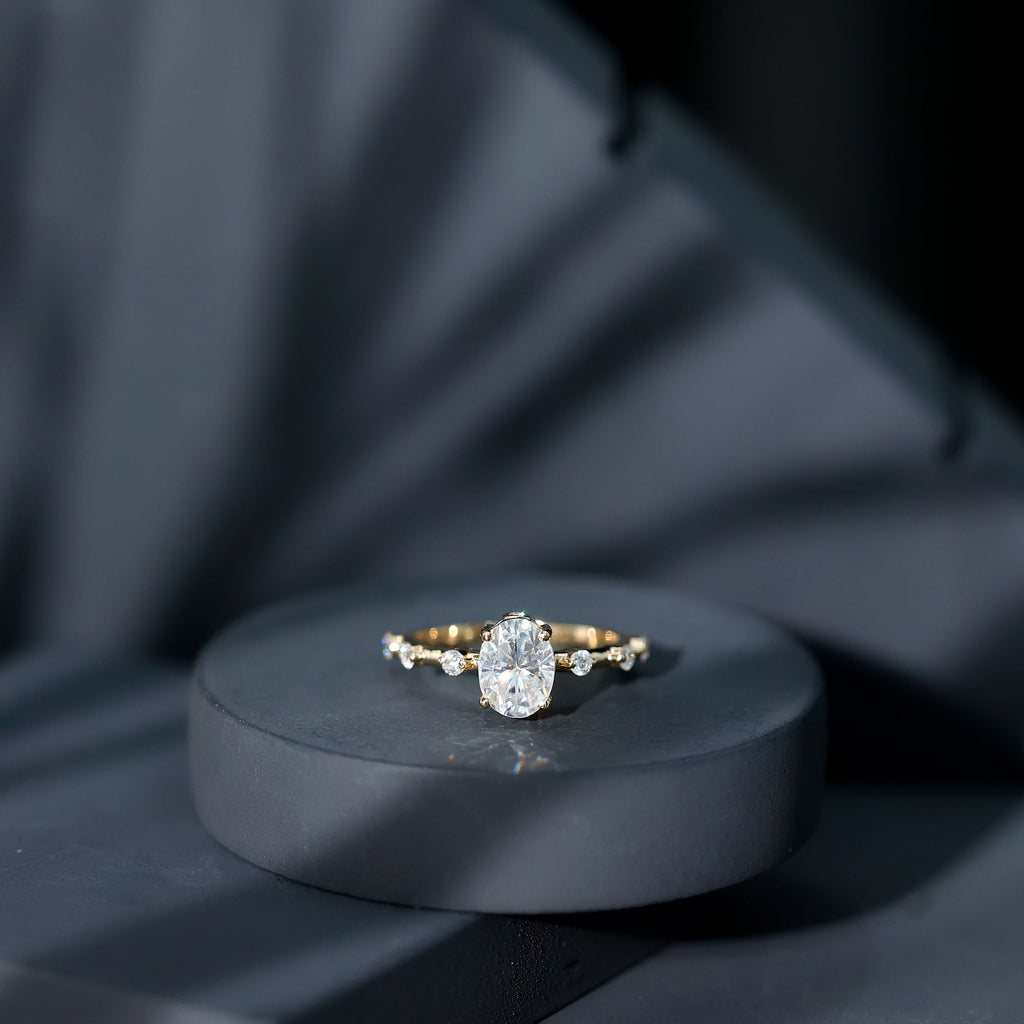 Certified 1 Carat Moissanite Oval Engagement Ring for Women