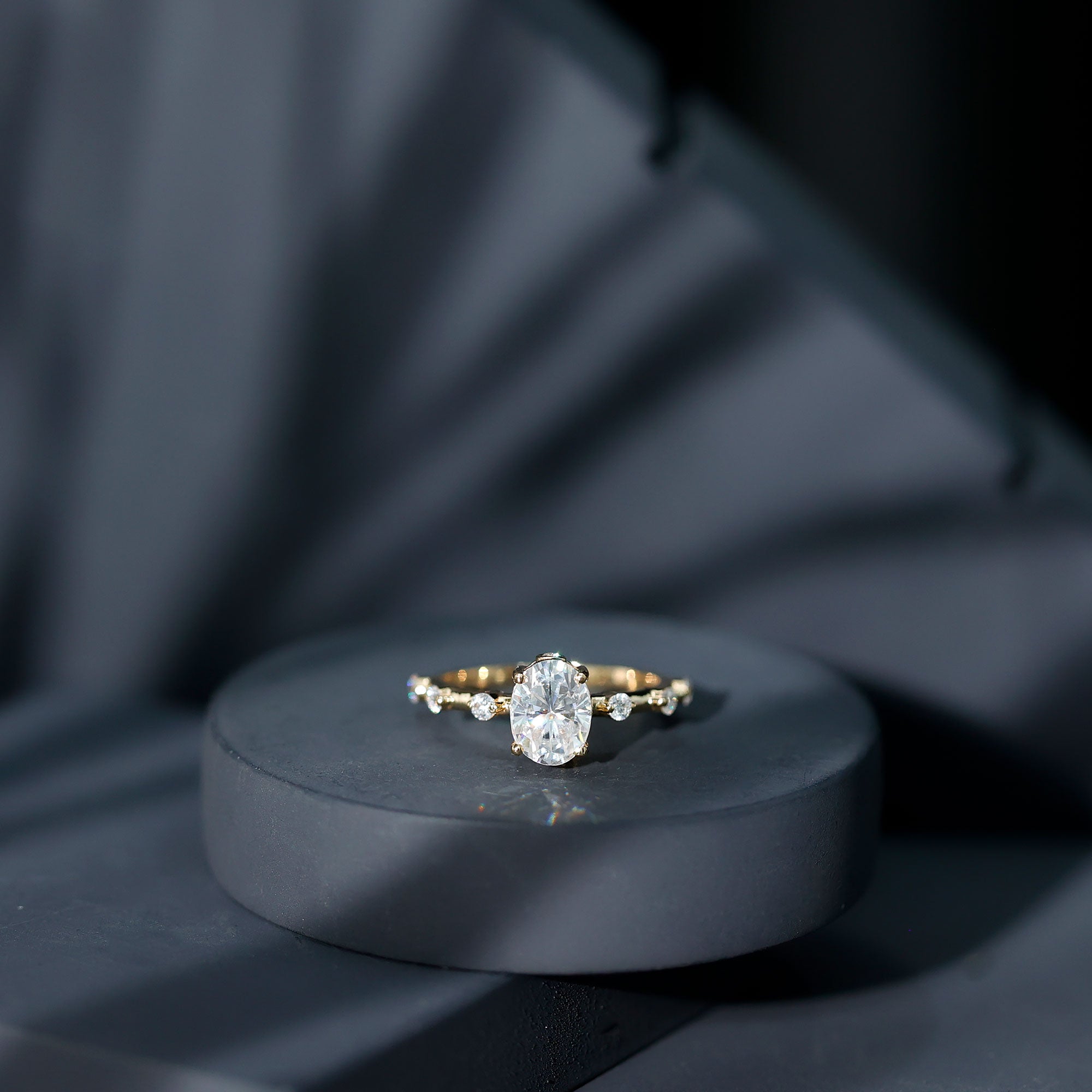 Certified 1 Carat Moissanite Oval Engagement Ring for Women