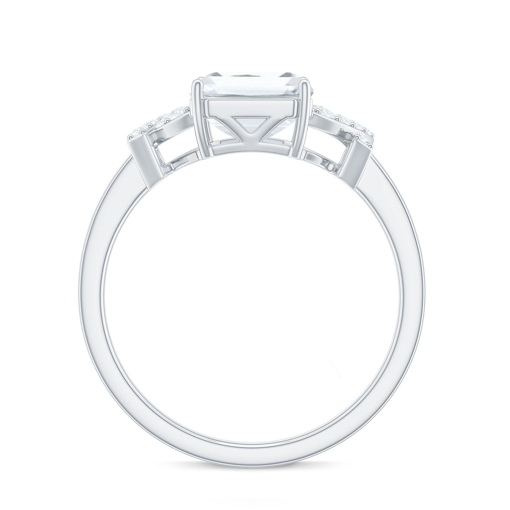 7x9mm Emerald Cut Certified Moissanite Solitaire Engagement Ring