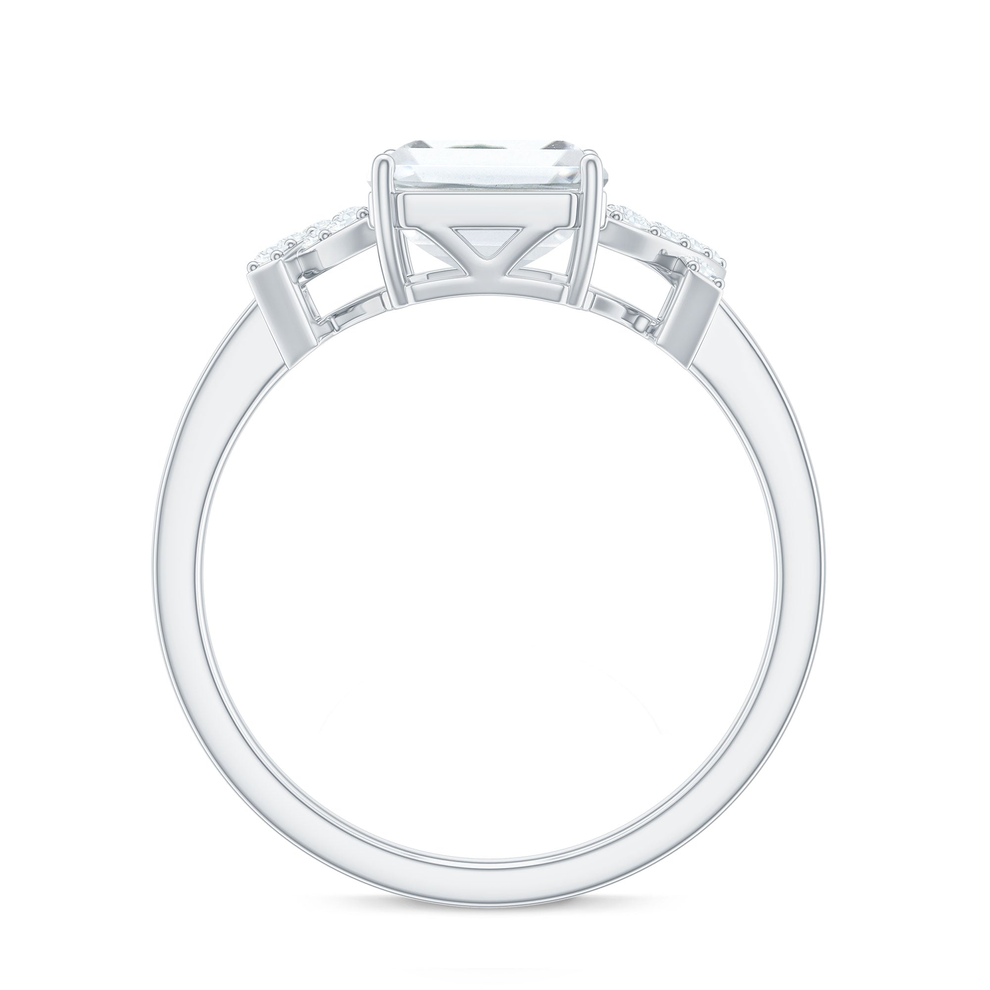 7x9mm Emerald Cut Certified Moissanite Solitaire Engagement Ring