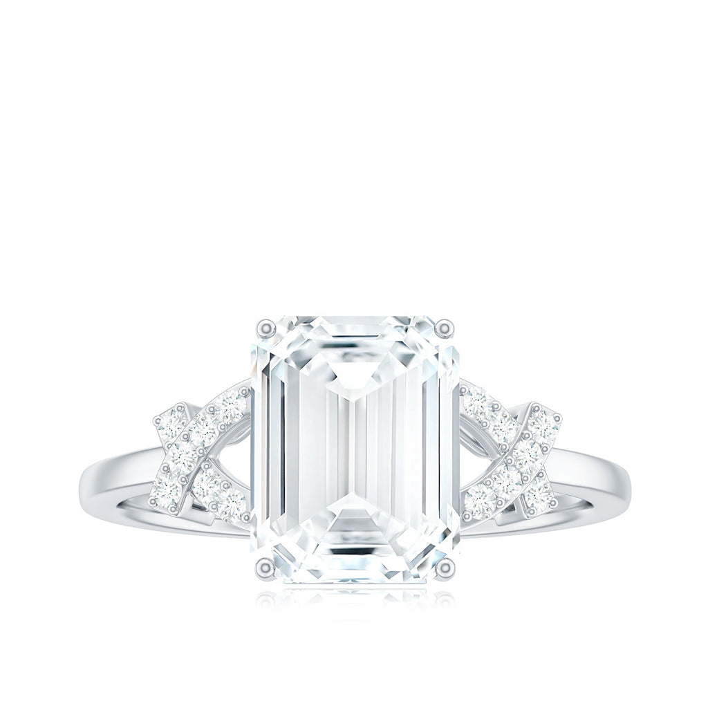 7x9mm Emerald Cut Certified Moissanite Solitaire Engagement Ring
