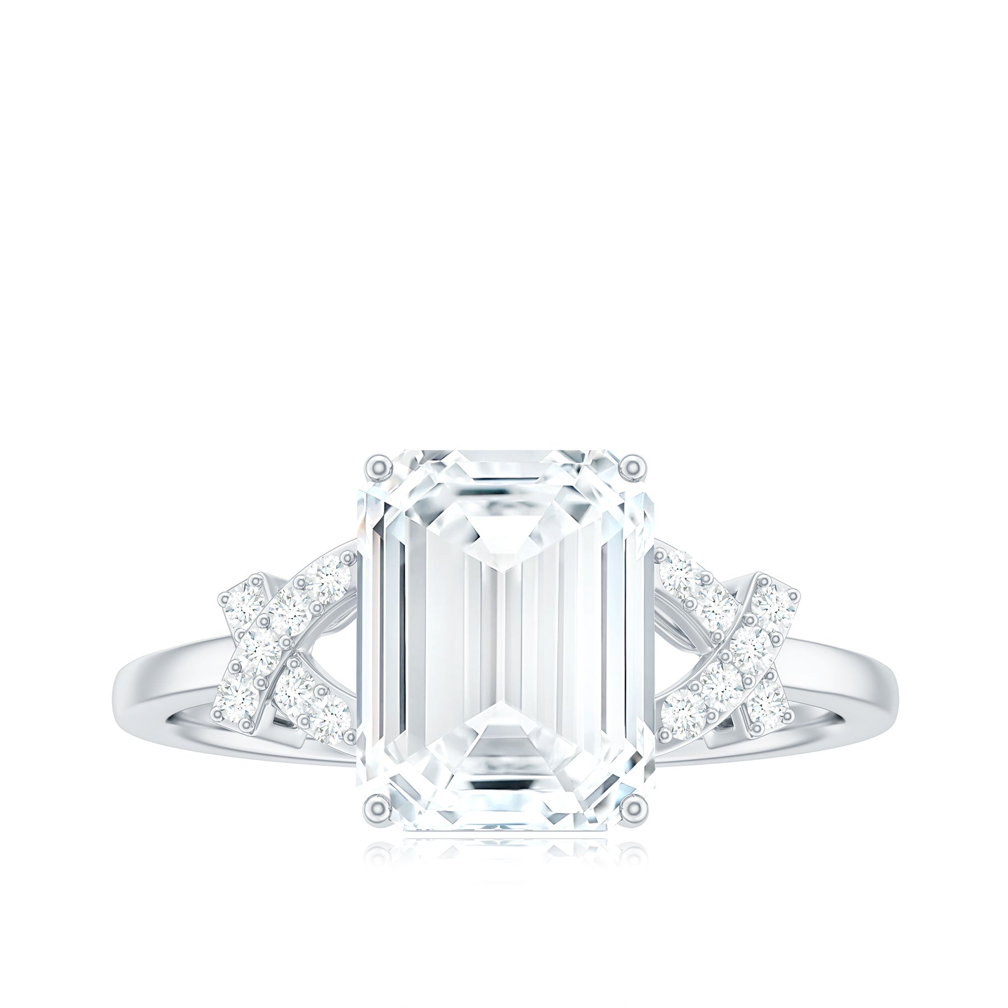 7x9mm Emerald Cut Certified Moissanite Solitaire Engagement Ring