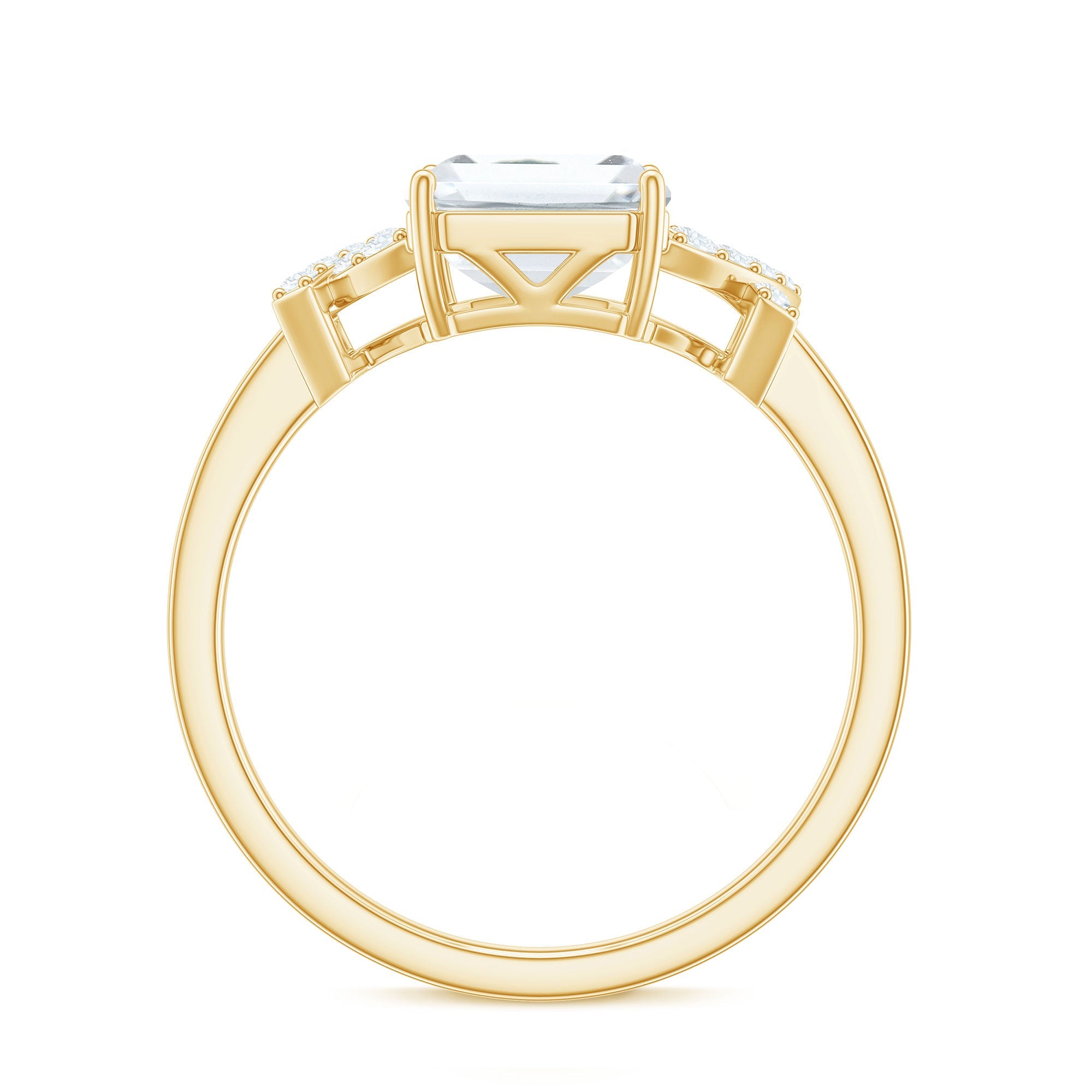 7x9mm Emerald Cut Certified Moissanite Solitaire Engagement Ring