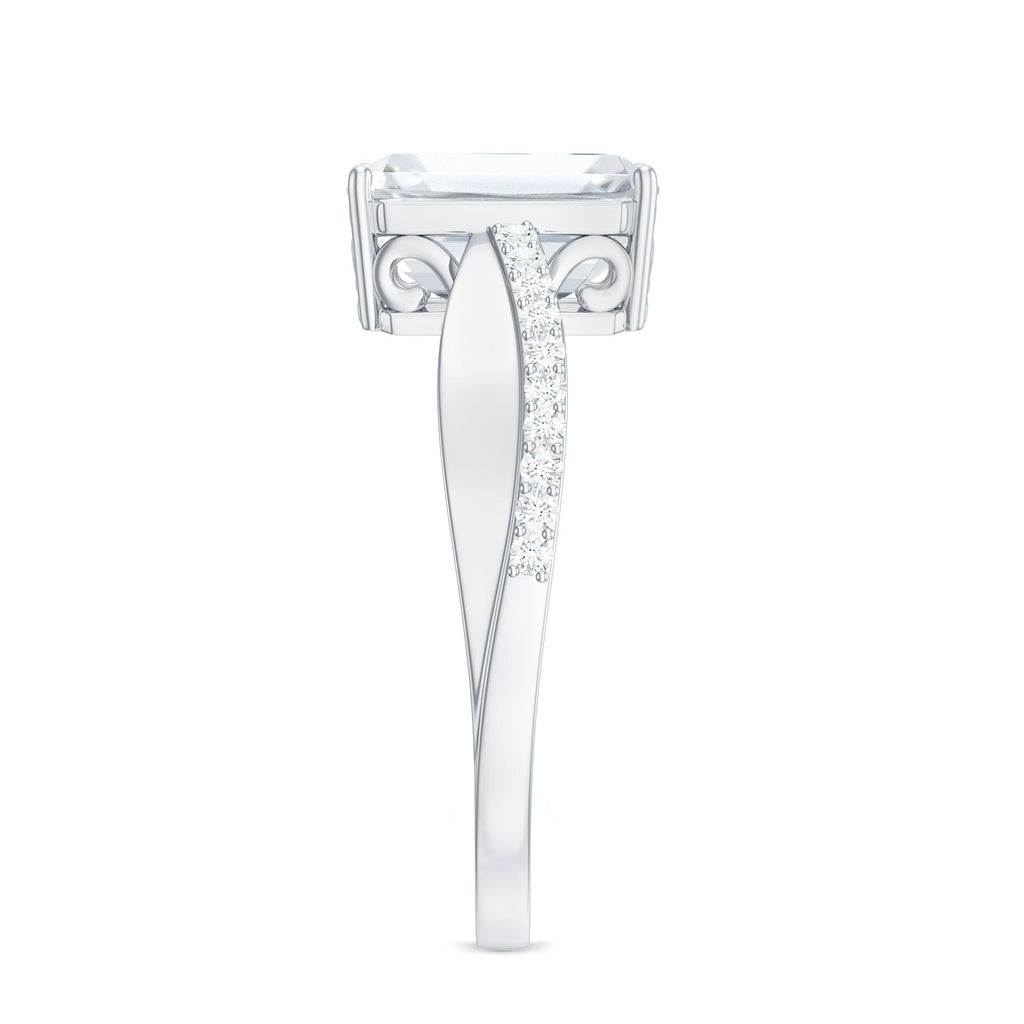 7x9mm Emerald Cut Moissanite Solitaire Classic Engagement Ring