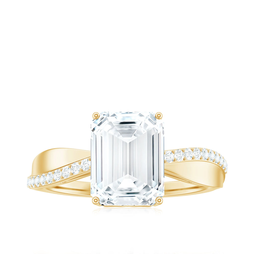 7x9mm Emerald Cut Moissanite Solitaire Classic Engagement Ring