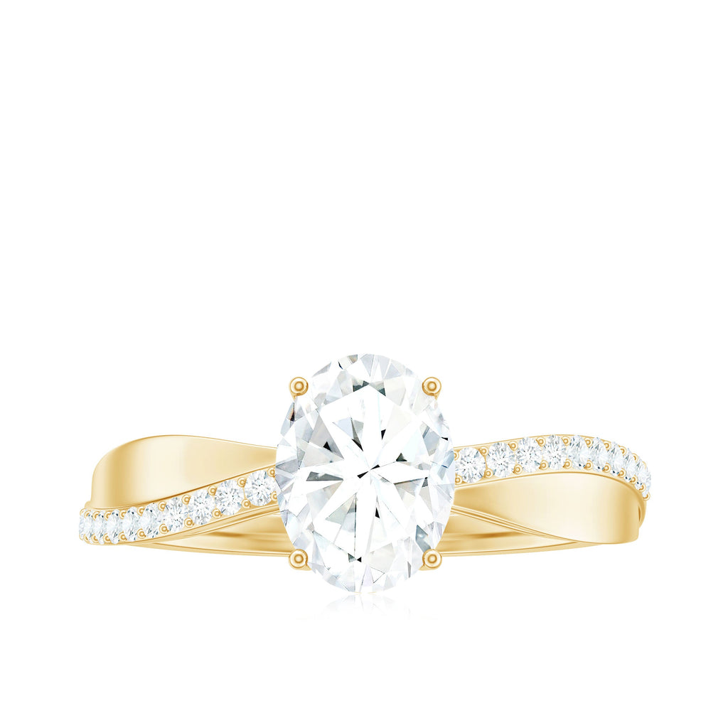 6X8mm Brilliant Cut Certified Moissanite Engagement Ring