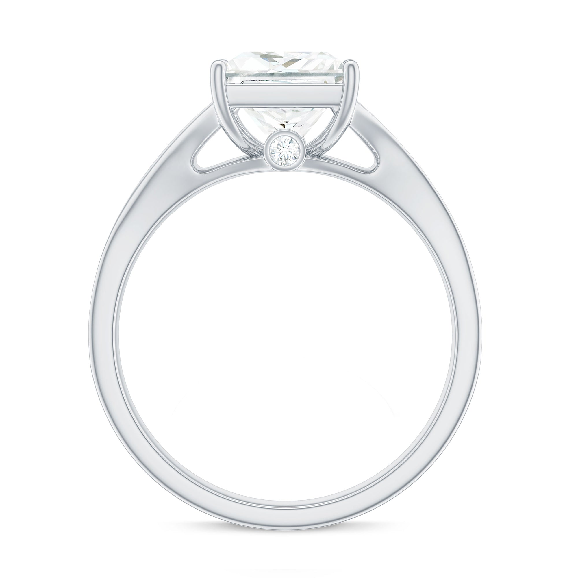 8 mm Princess Cut Moissanite Solitaire Engagement Ring with Split Shank