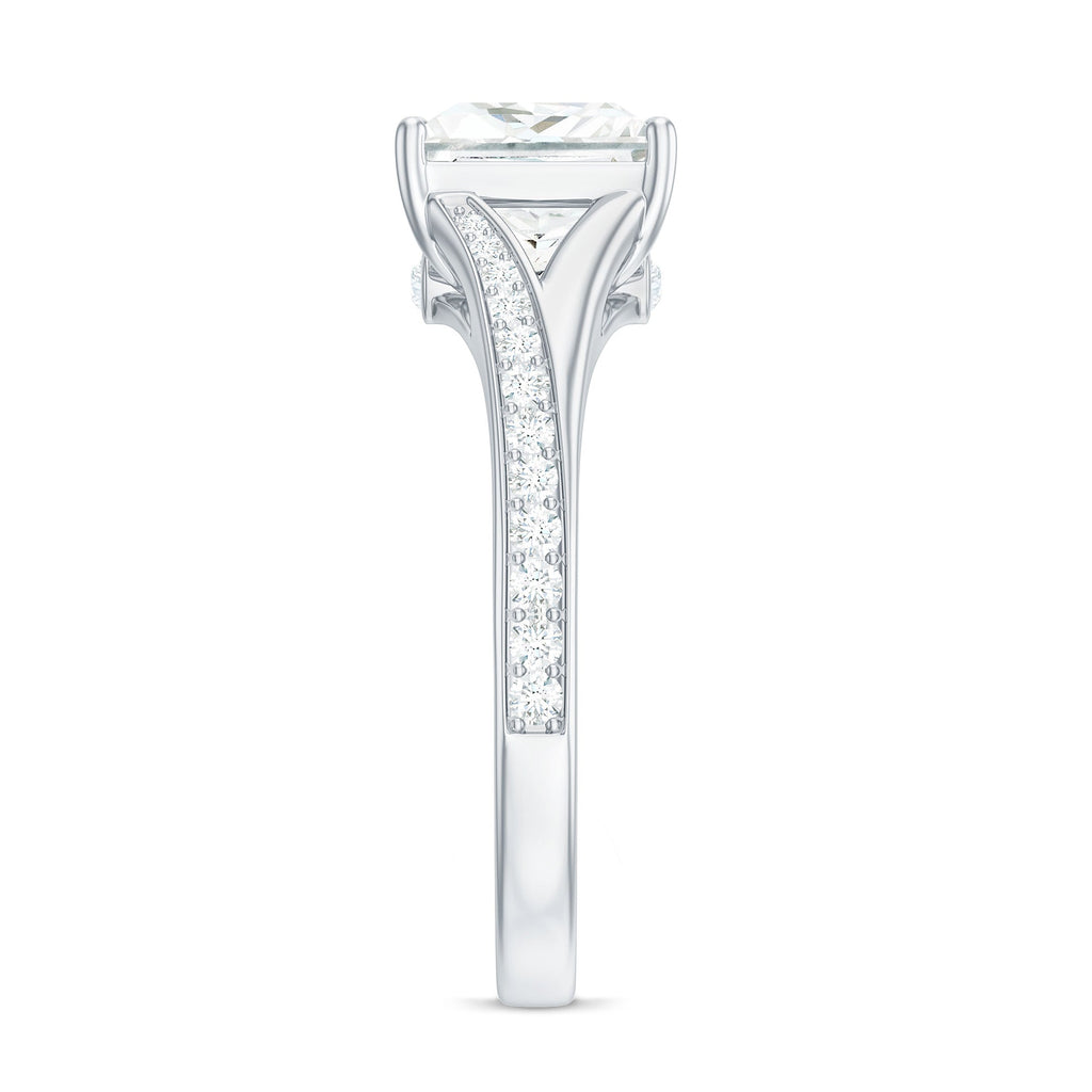 8 mm Princess Cut Moissanite Solitaire Engagement Ring with Split Shank