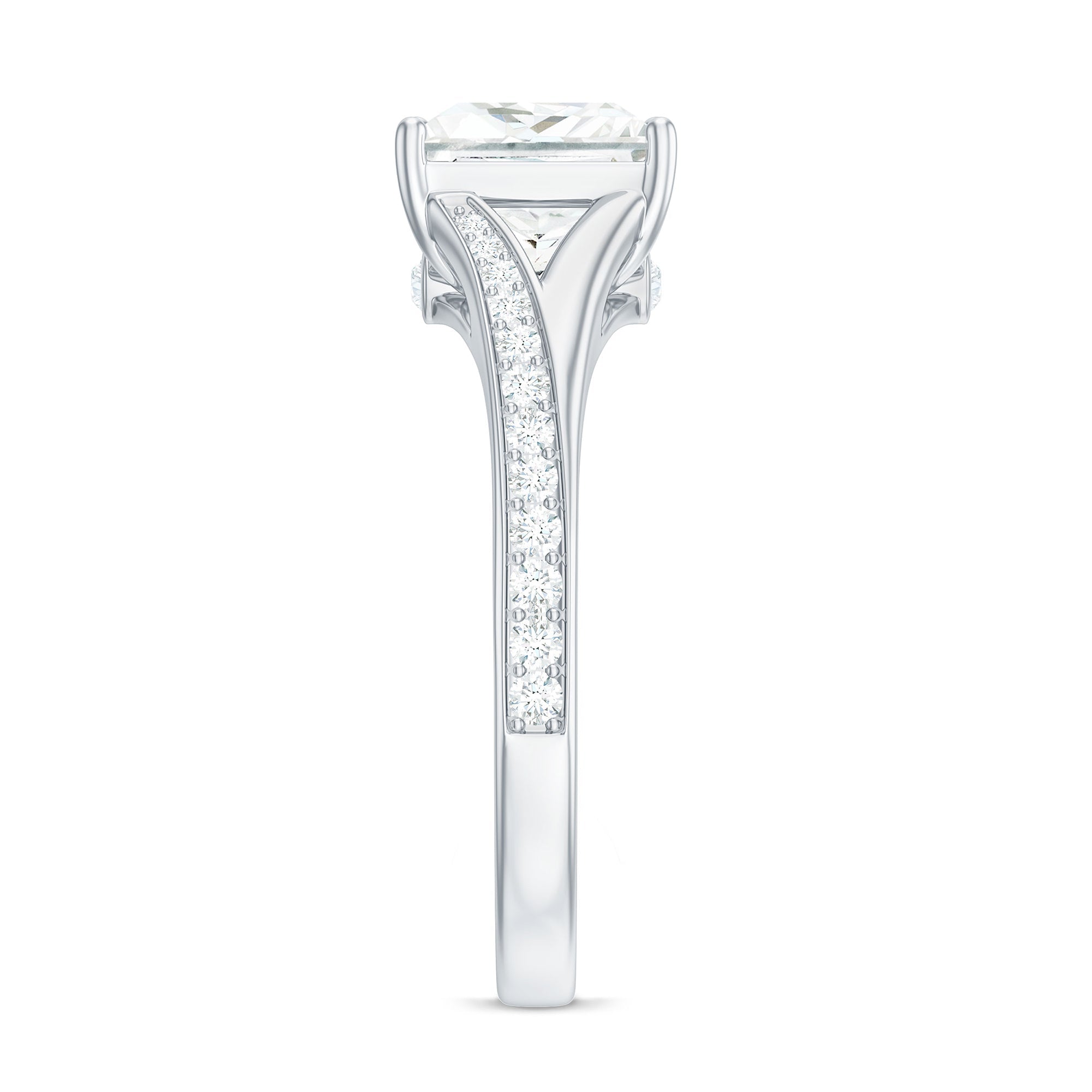 8 mm Princess Cut Moissanite Solitaire Engagement Ring with Split Shank