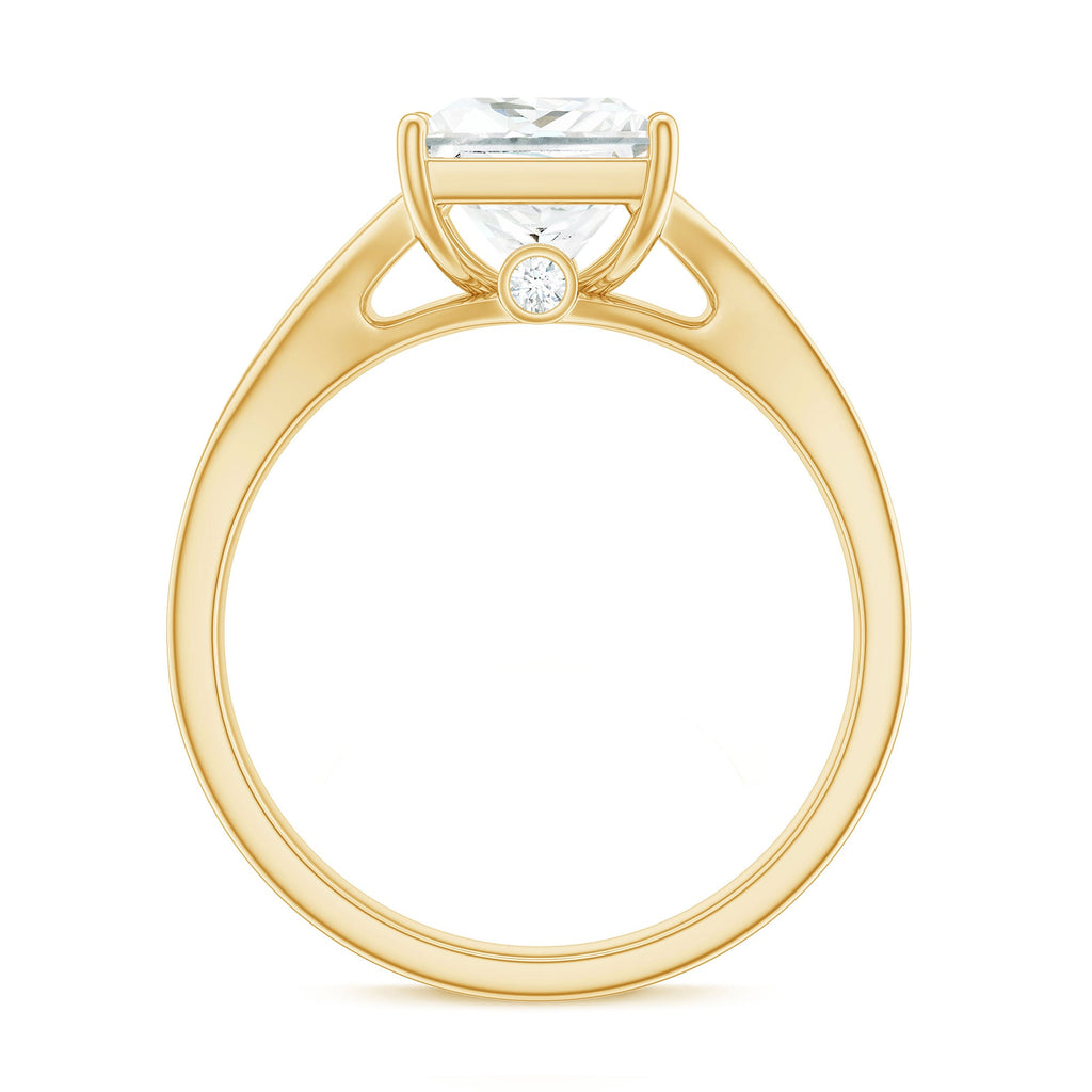 8 mm Princess Cut Moissanite Solitaire Engagement Ring with Split Shank