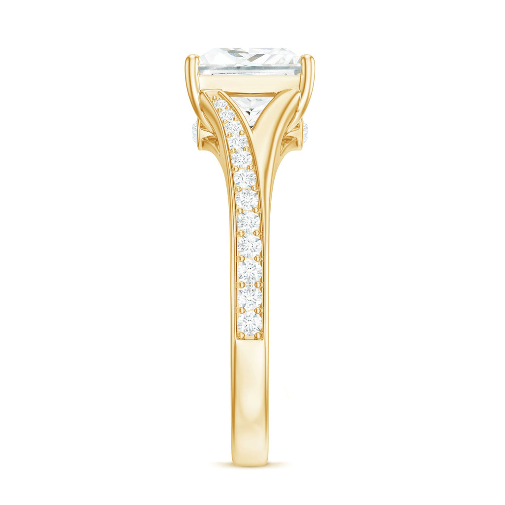 8 mm Princess Cut Moissanite Solitaire Engagement Ring with Split Shank