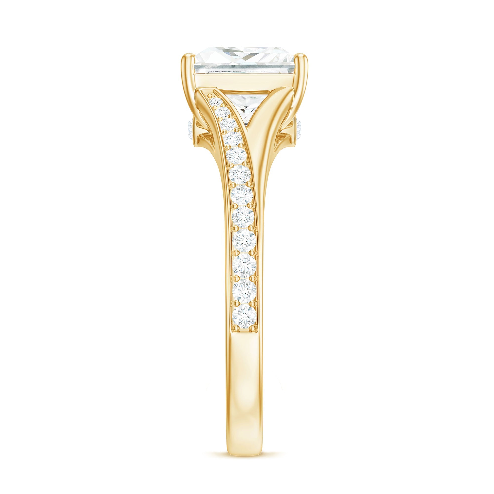8 mm Princess Cut Moissanite Solitaire Engagement Ring with Split Shank