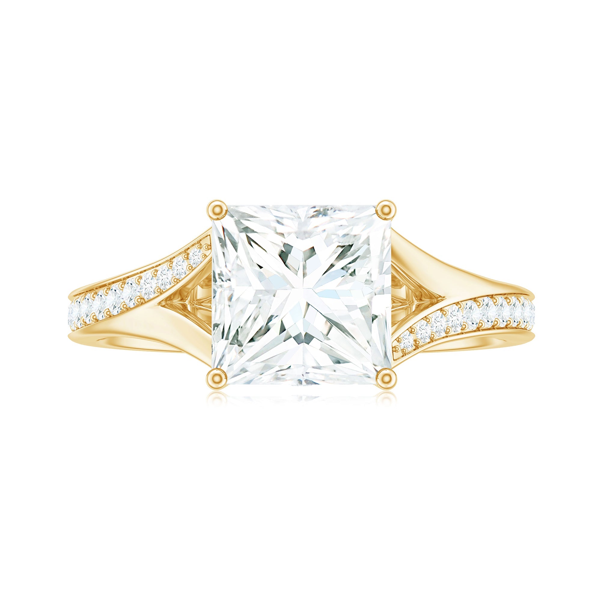 8 mm Princess Cut Moissanite Solitaire Engagement Ring with Split Shank