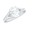 6x8mm Oval Cut Moissanite Solitaire Engagement Ring with Split Shank