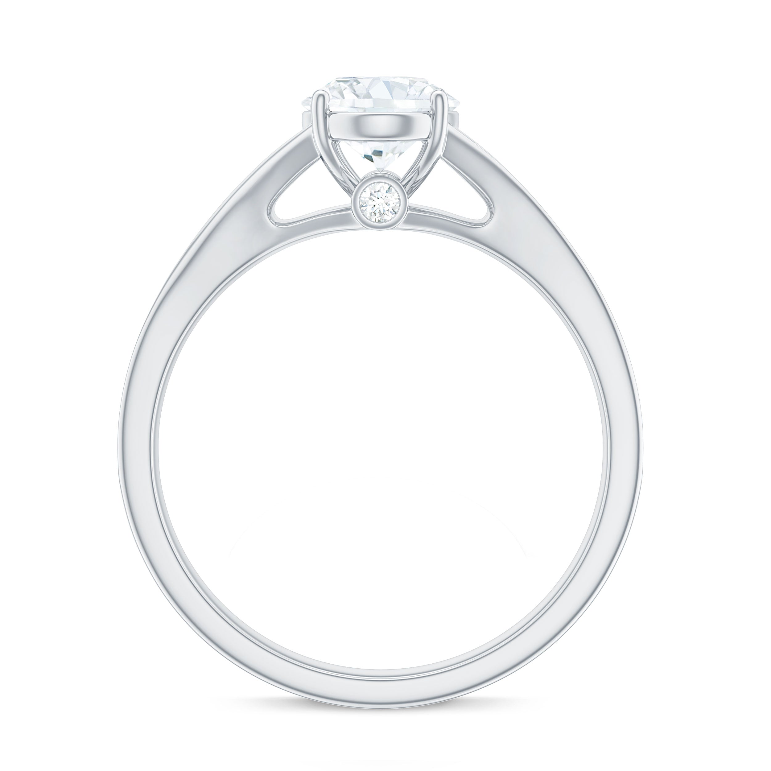 6x8mm Oval Cut Moissanite Solitaire Engagement Ring with Split Shank