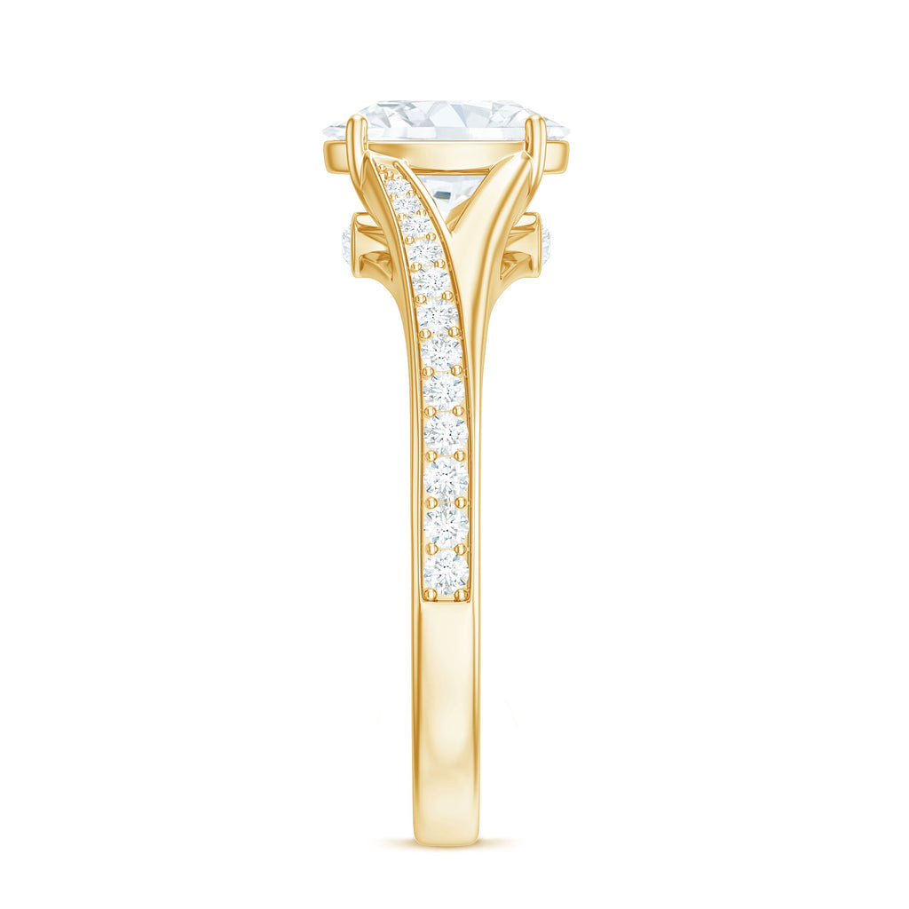 6x8mm Oval Cut Moissanite Solitaire Engagement Ring with Split Shank