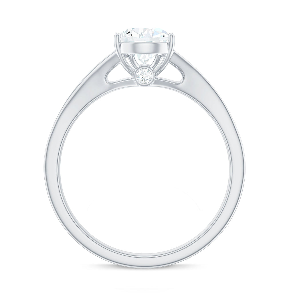 6X8mm Pear Cut Moissanite Solitaire Engagement Ring with Split Shank