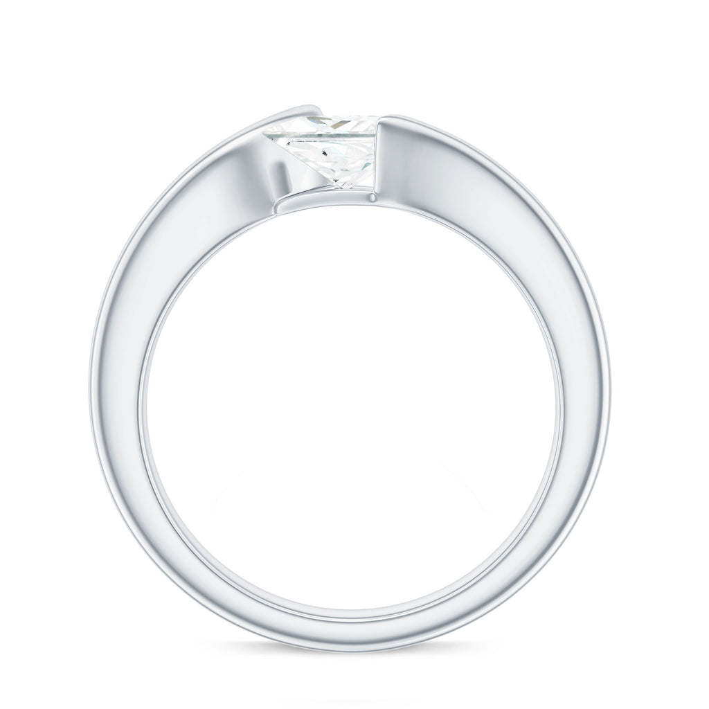 5mm Princess Cut Moissanite Solitaire Ring in Tension Setting