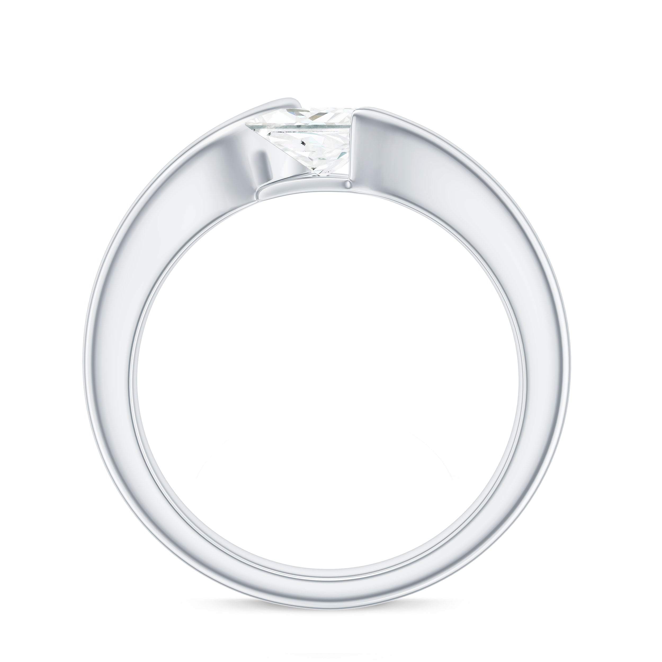 5mm Princess Cut Moissanite Solitaire Ring in Tension Setting