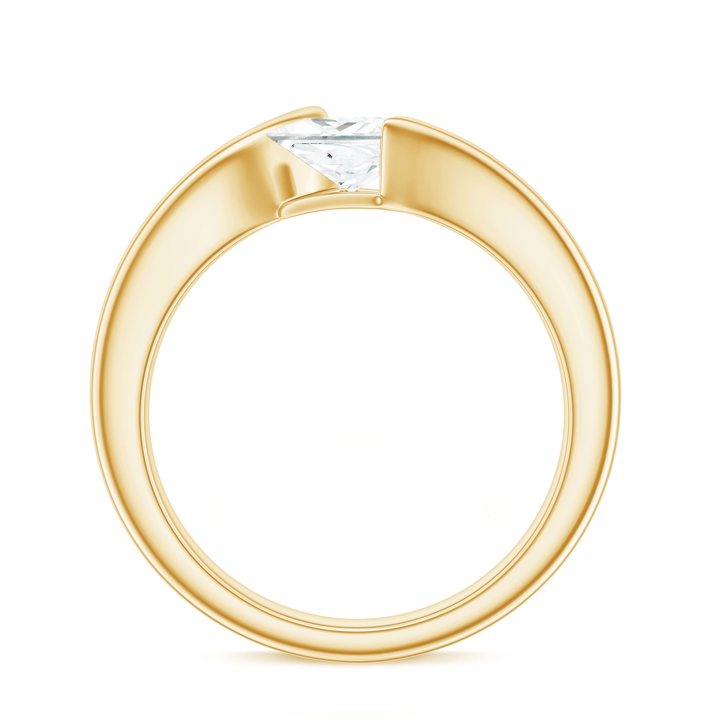 5mm Princess Cut Moissanite Solitaire Ring in Tension Setting