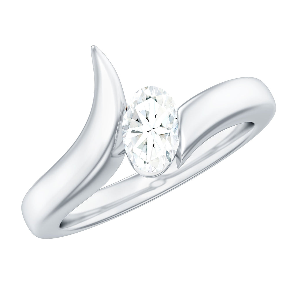 4x6mm Oval Cut Moissanite Solitaire Bypass Ring