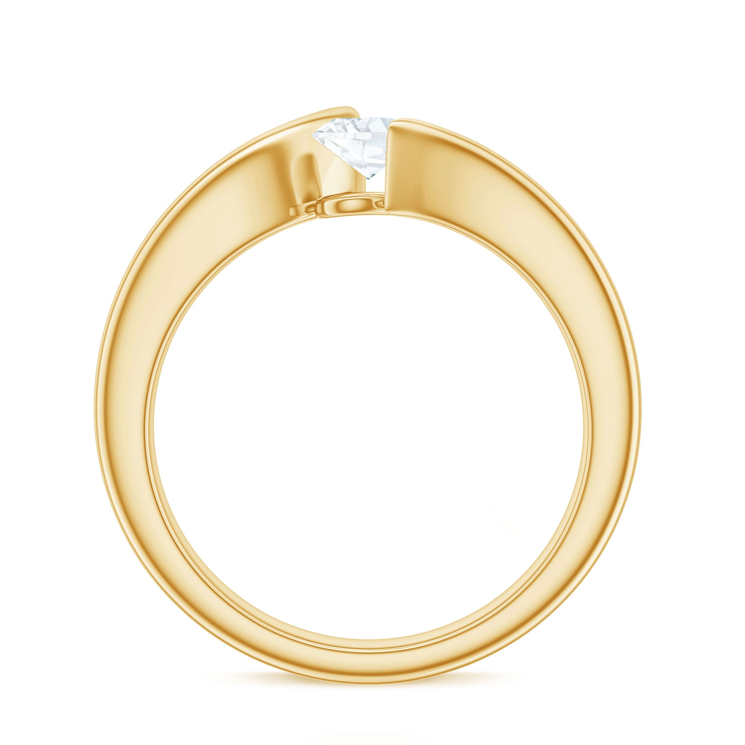 4x6mm Oval Cut Moissanite Solitaire Bypass Ring