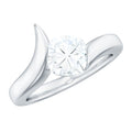 6X6 MM Cushion Cut Moissanite Solitaire Engagement Ring with Bypass Shank