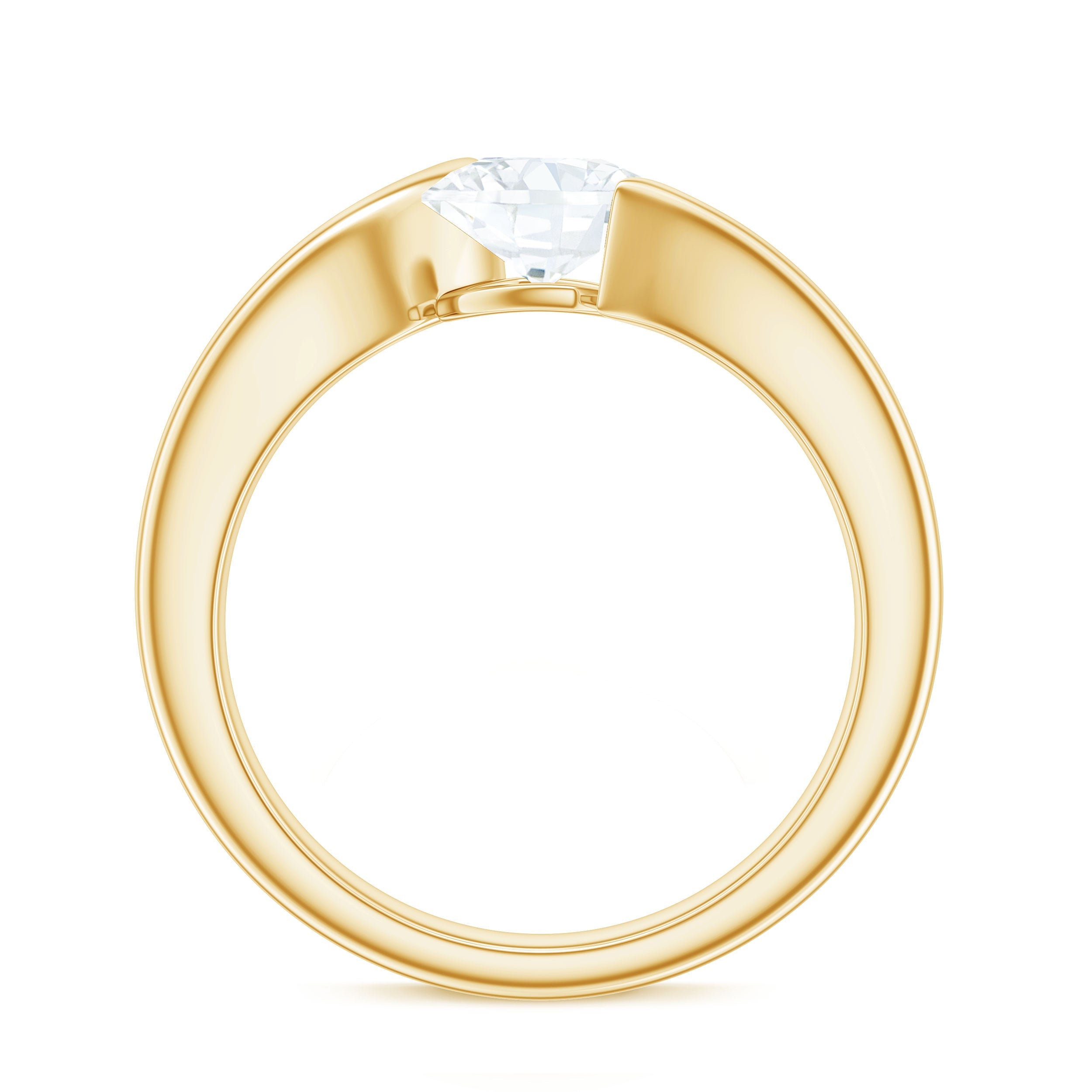 6X6 MM Cushion Cut Moissanite Solitaire Engagement Ring with Bypass Shank