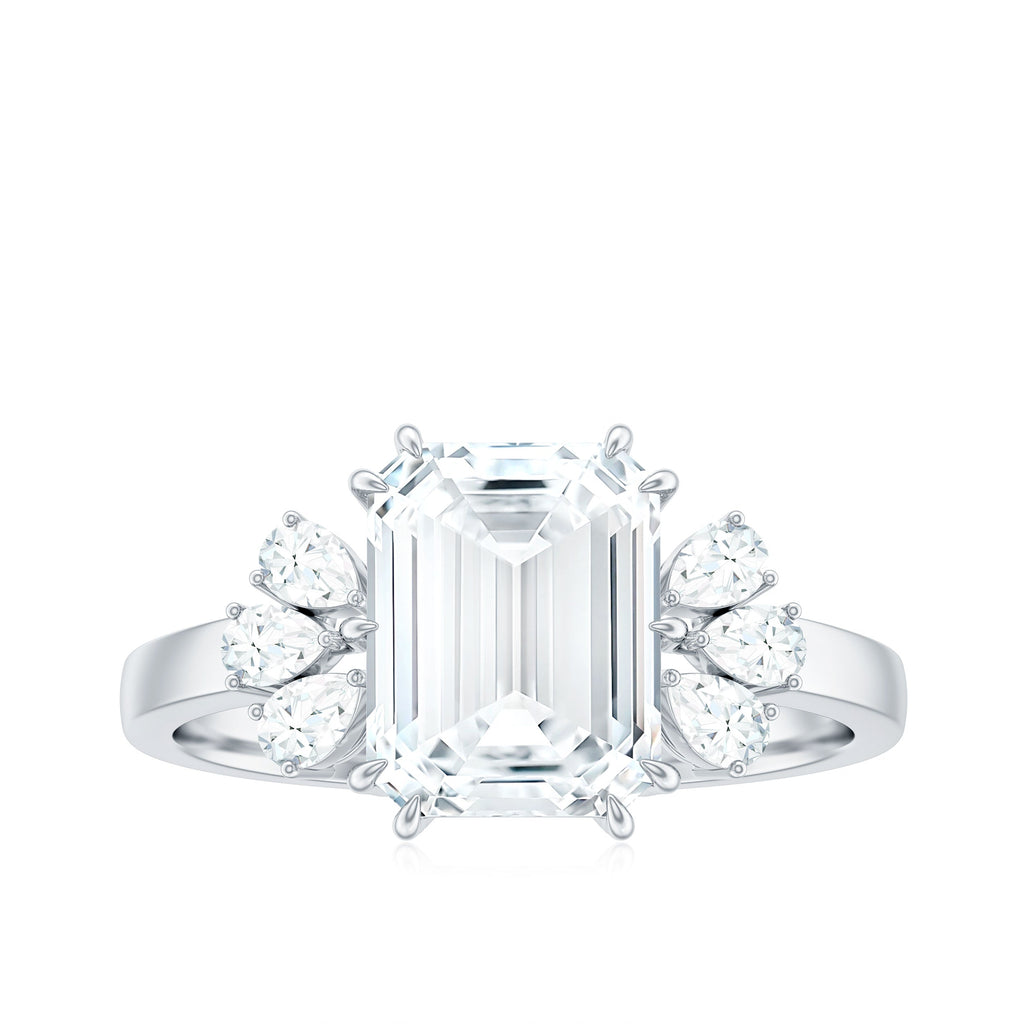 7x9mm Emerald Cut Moissanite Solitaire Engagement Ring For Women