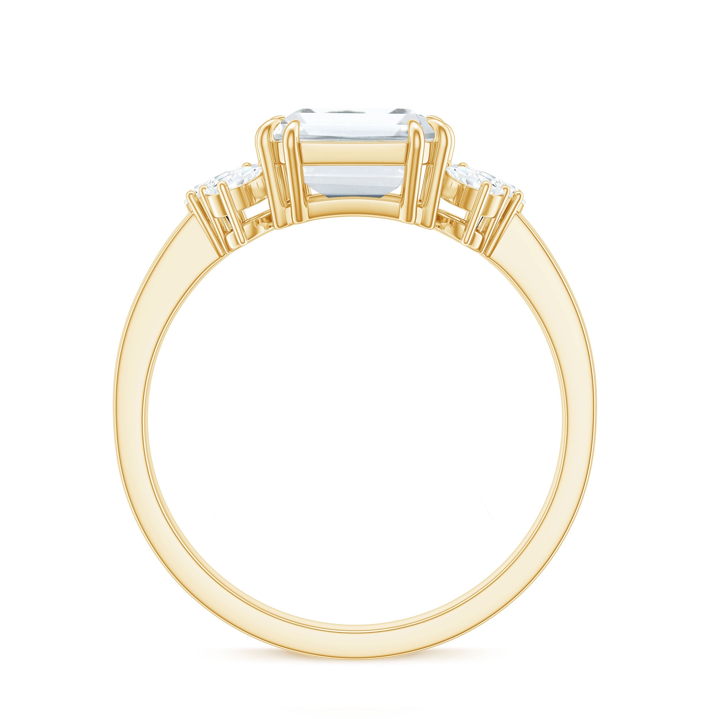 7x9mm Emerald Cut Moissanite Solitaire Engagement Ring For Women