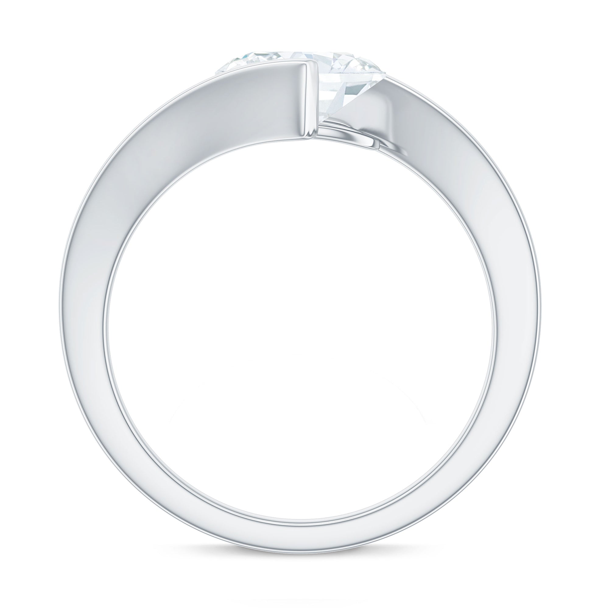 6X8mm Oval Moissanite Solitaire Engagement Ring with Bypass Shank