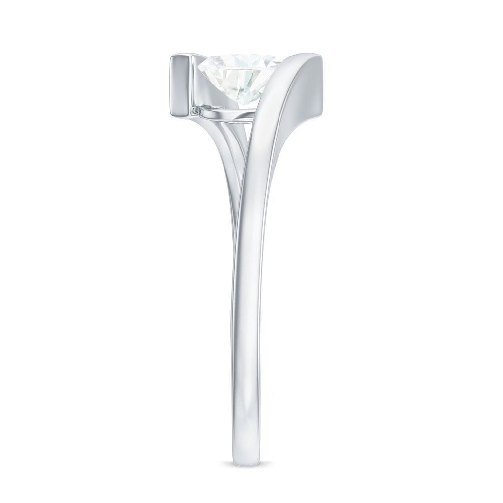 5mm Heart Moissanite Solitaire Promise Ring with Bypass Shank