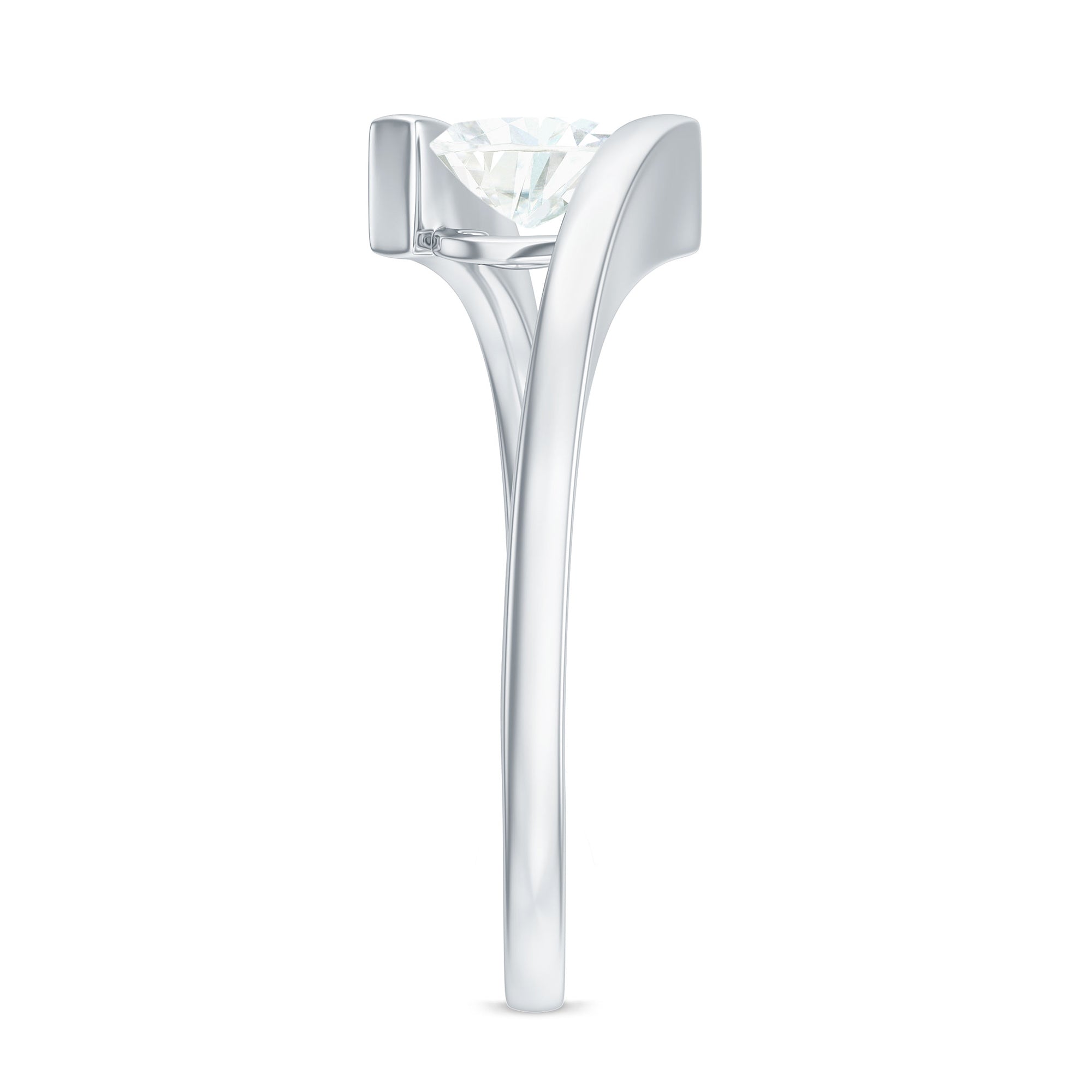 5mm Heart Moissanite Solitaire Promise Ring with Bypass Shank