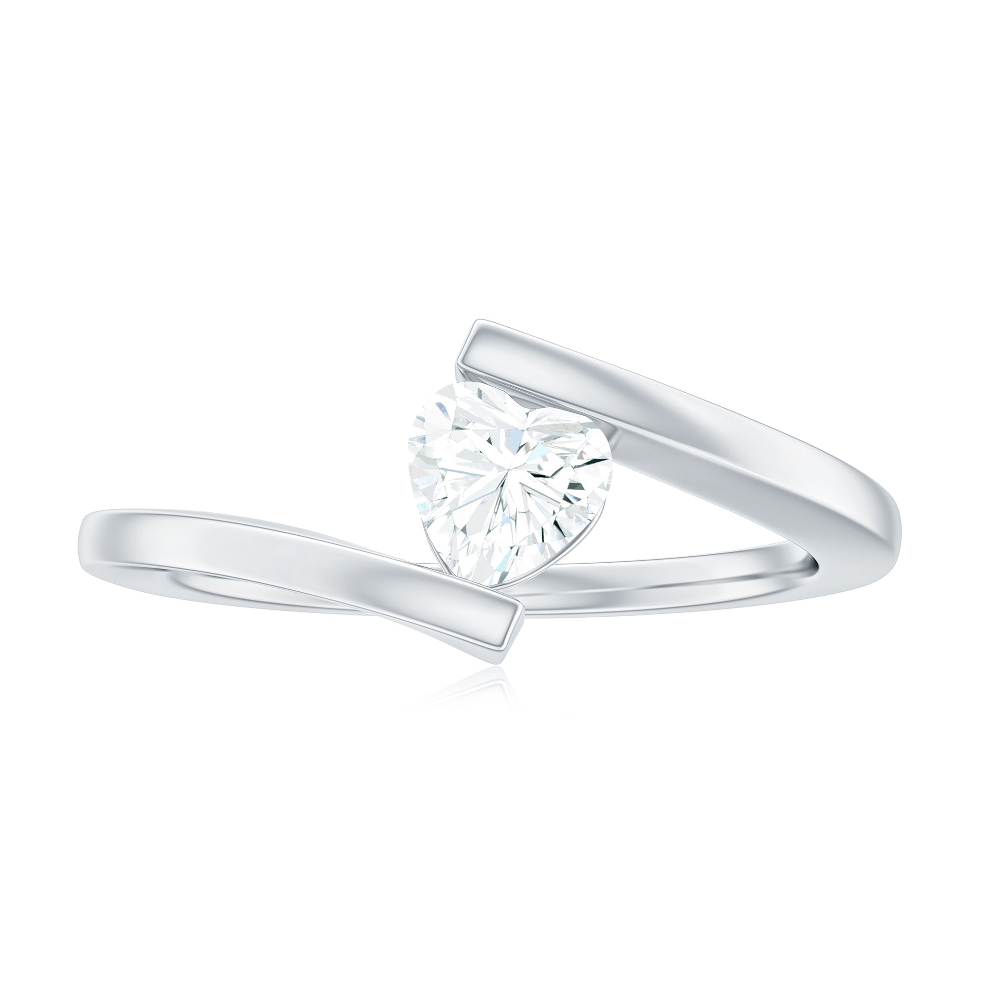 5mm Heart Moissanite Solitaire Promise Ring with Bypass Shank