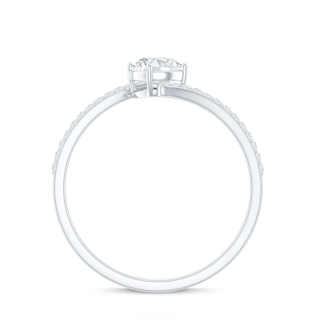 Certified Brilliant Cut Moissanite Solitaire Promise Ring with Bypass Shank