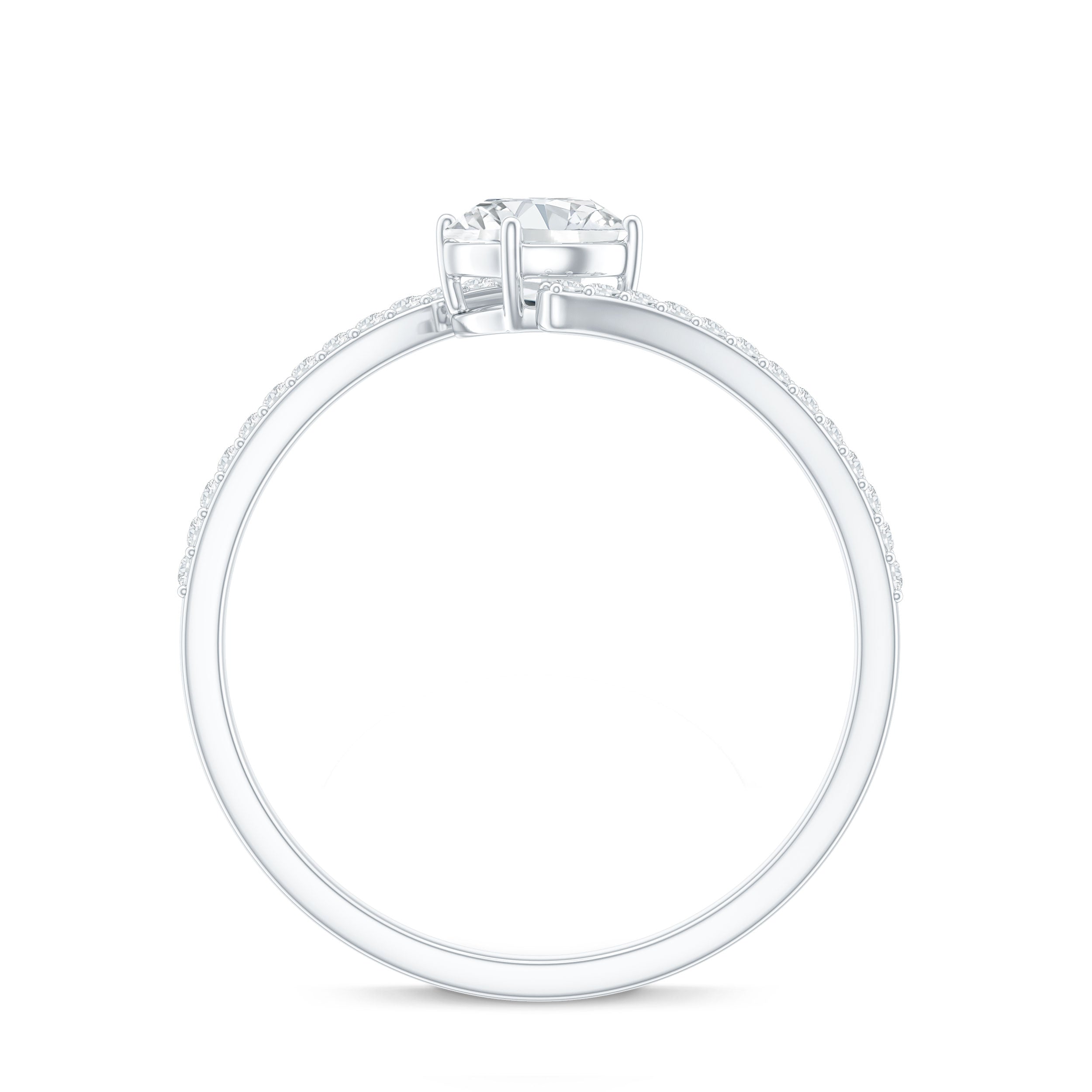 Certified Brilliant Cut Moissanite Solitaire Promise Ring with Bypass Shank