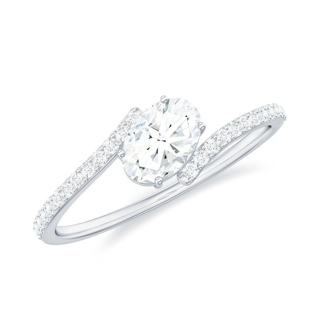 4X6 mm Oval Cut Moissanite East West Promise Ring