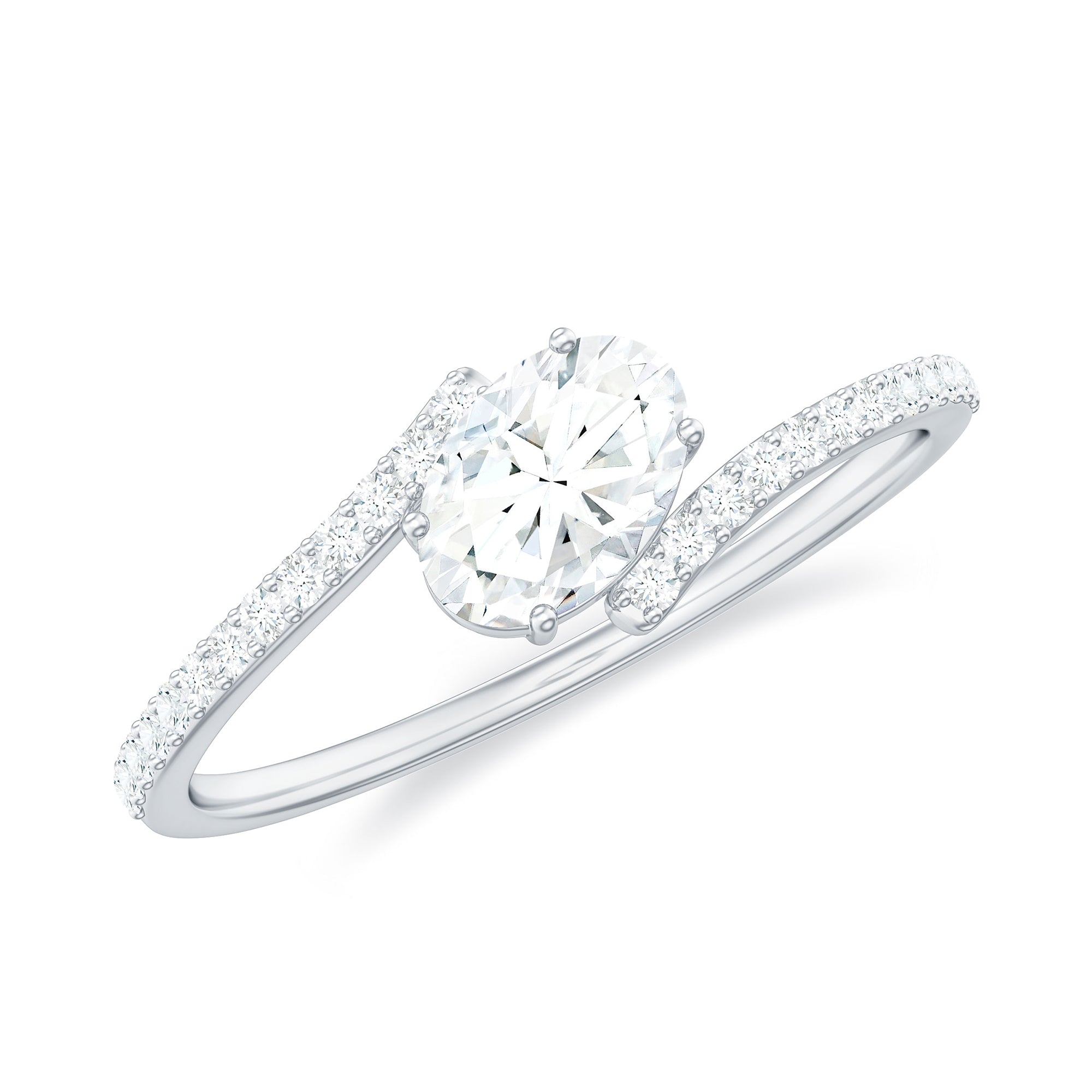 4X6 mm Oval Cut Moissanite East West Promise Ring