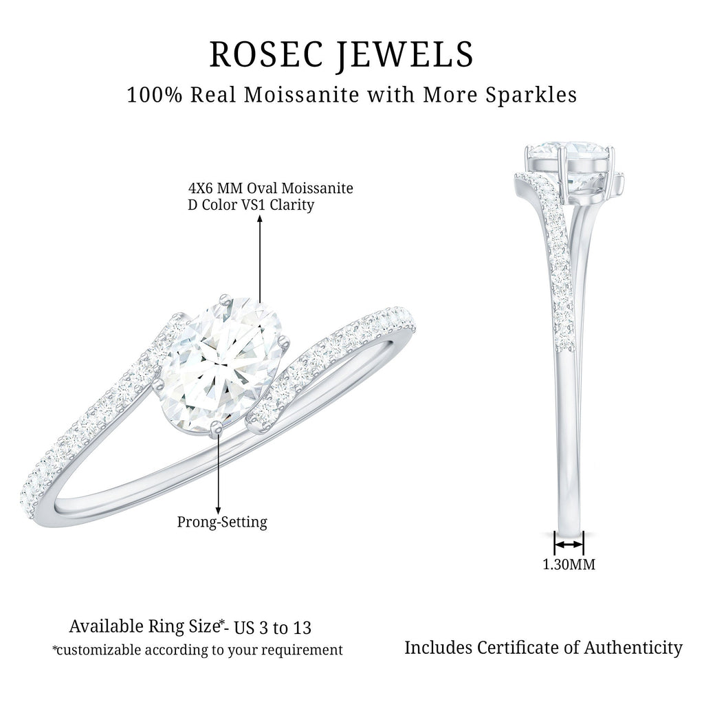 4X6 mm Oval Cut Moissanite East West Promise Ring