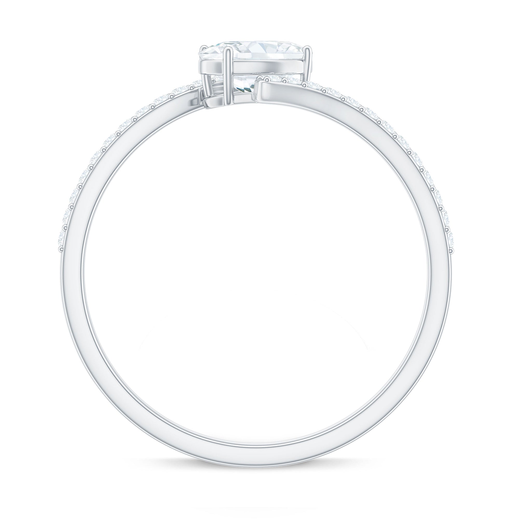 4X6 mm Oval Cut Moissanite East West Promise Ring