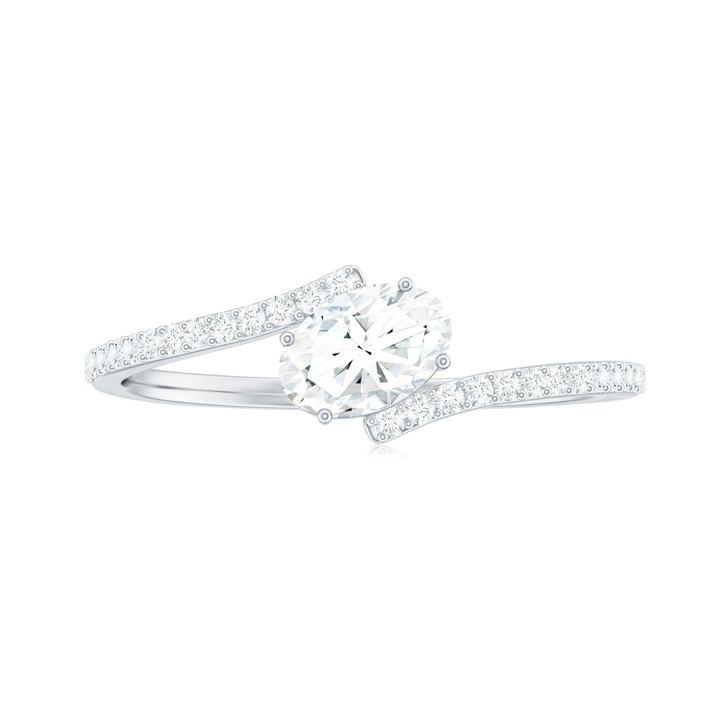 4X6 mm Oval Cut Moissanite East West Promise Ring