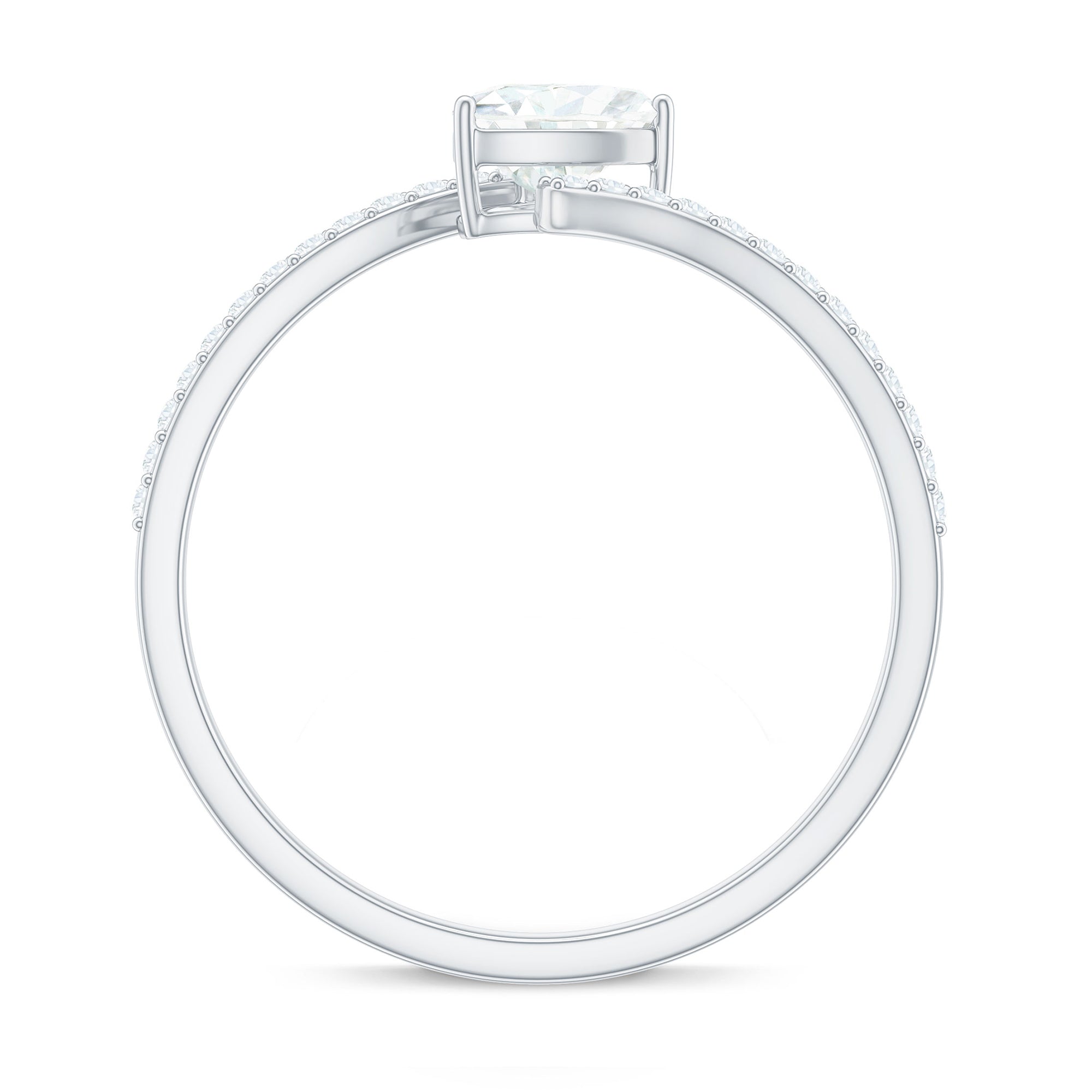 5mm Heart Shape Moissanite Promise Ring with Bypass Shank